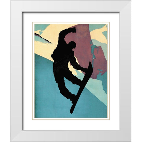 Snowboarding Dude Morning Light White Modern Wood Framed Art Print with Double Matting by Lavoie, Tina