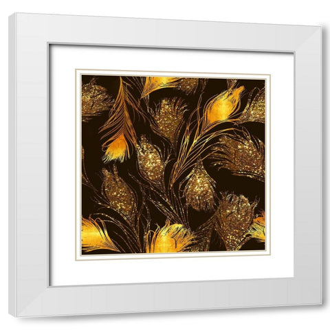 Luxe Feather Pattern White Modern Wood Framed Art Print with Double Matting by Lavoie, Tina