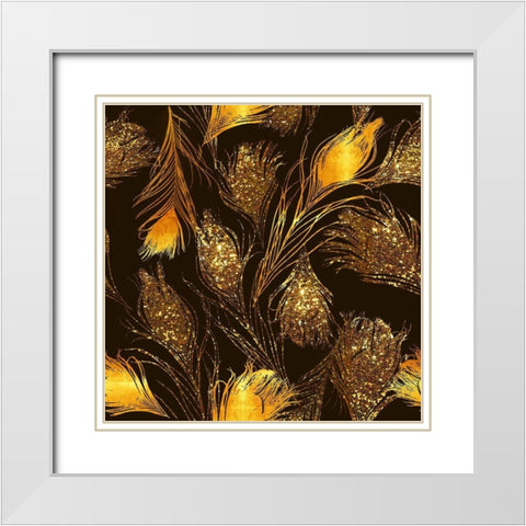 Luxe Feather Pattern White Modern Wood Framed Art Print with Double Matting by Lavoie, Tina