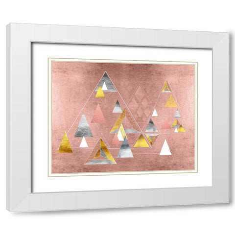 Park Avenue Abstract Geometric Christmas Trees White Modern Wood Framed Art Print with Double Matting by Lavoie, Tina