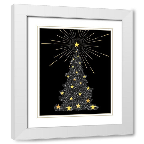Park Avenue Starry Christmas Tree White Modern Wood Framed Art Print with Double Matting by Lavoie, Tina