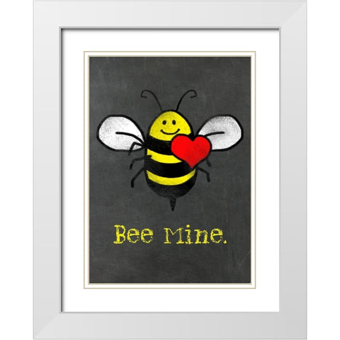 Bee Mine White Modern Wood Framed Art Print with Double Matting by Lavoie, Tina