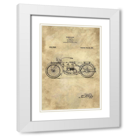 Motorcycle Blueprint Industrial Farmhouse White Modern Wood Framed Art Print with Double Matting by Lavoie, Tina