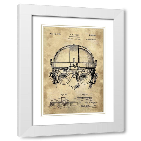 Welding Goggles Blueprint Detail Drawing - Industrial Farmhouse White Modern Wood Framed Art Print with Double Matting by Lavoie, Tina