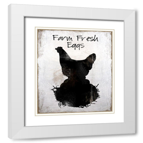 Farm Fresh Eggs White Modern Wood Framed Art Print with Double Matting by Lavoie, Tina