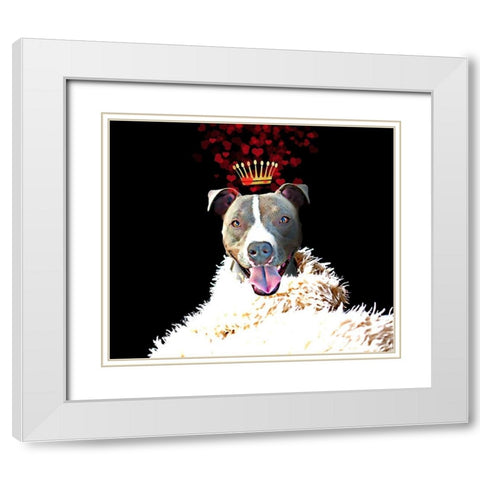 Royal Love Pup - Pit Bull Terrier White Modern Wood Framed Art Print with Double Matting by Lavoie, Tina