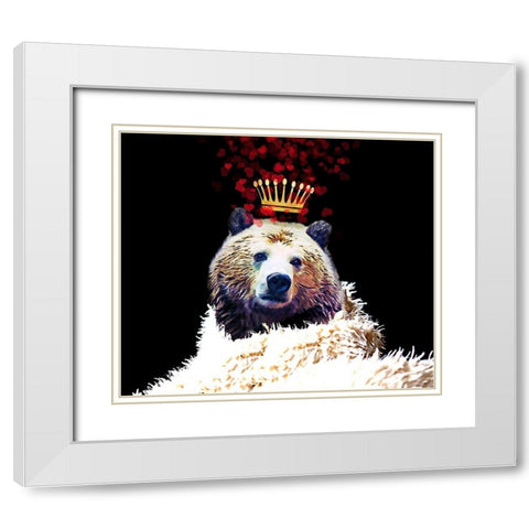 Royal Love Grizzly Bear White Modern Wood Framed Art Print with Double Matting by Lavoie, Tina