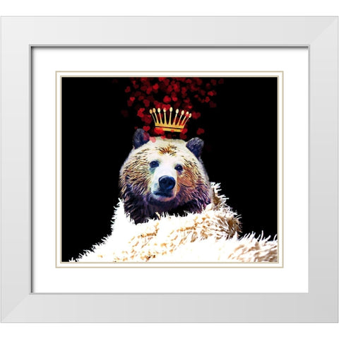 Royal Love Grizzly Bear White Modern Wood Framed Art Print with Double Matting by Lavoie, Tina