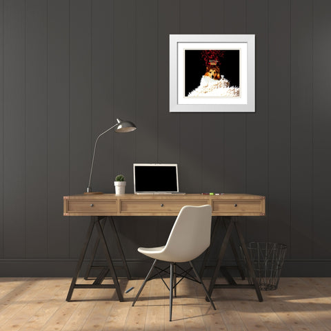 Royal Love Pup - Sheltie White Modern Wood Framed Art Print with Double Matting by Lavoie, Tina