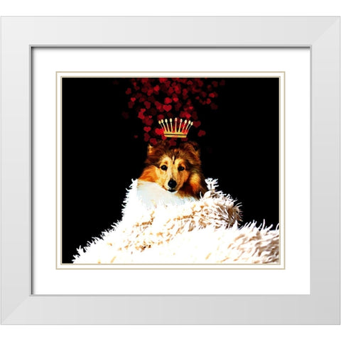 Royal Love Pup - Sheltie White Modern Wood Framed Art Print with Double Matting by Lavoie, Tina