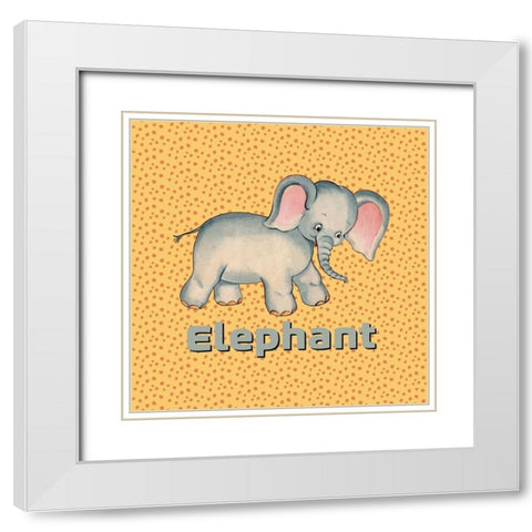 Cute Baby Elephant White Modern Wood Framed Art Print with Double Matting by Lavoie, Tina