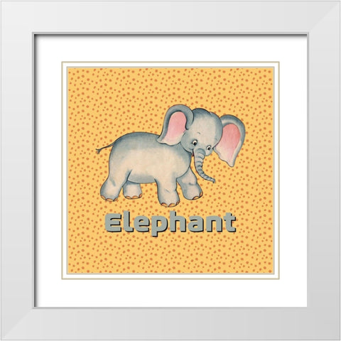 Cute Baby Elephant White Modern Wood Framed Art Print with Double Matting by Lavoie, Tina