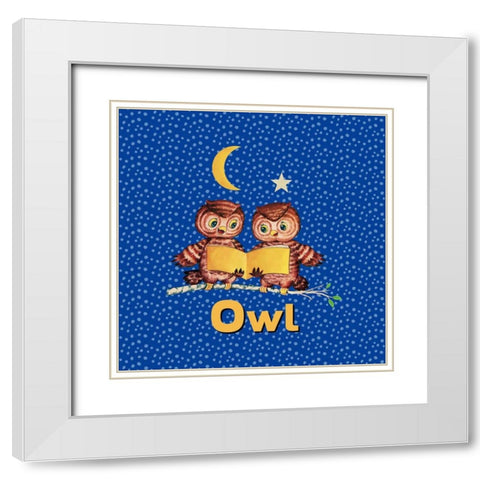Cute Baby Owls White Modern Wood Framed Art Print with Double Matting by Lavoie, Tina