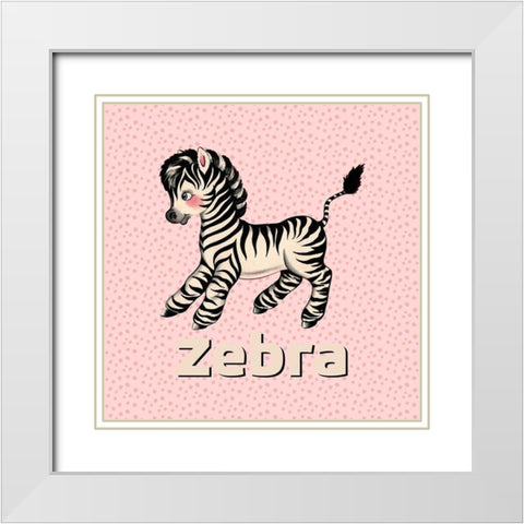Cute Baby Zebra White Modern Wood Framed Art Print with Double Matting by Lavoie, Tina