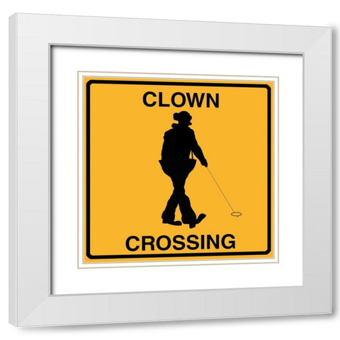 Clown Crossing White Modern Wood Framed Art Print with Double Matting by Lavoie, Tina