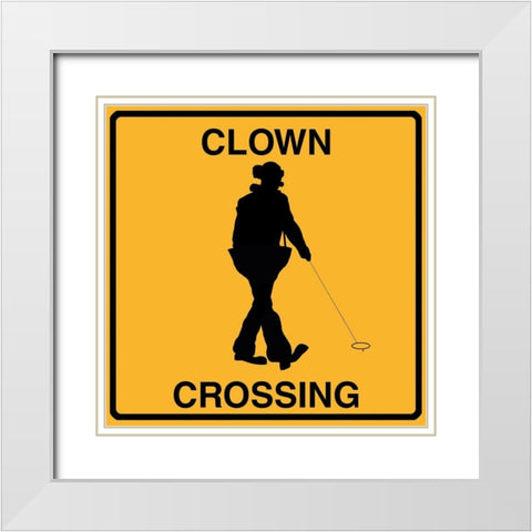 Clown Crossing White Modern Wood Framed Art Print with Double Matting by Lavoie, Tina
