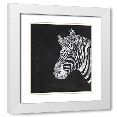 Silver Zebra White Modern Wood Framed Art Print with Double Matting by Lavoie, Tina