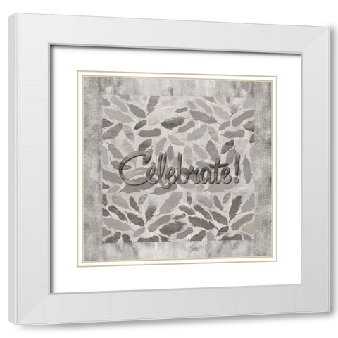 Gray Feathers Celebrate White Modern Wood Framed Art Print with Double Matting by Lavoie, Tina