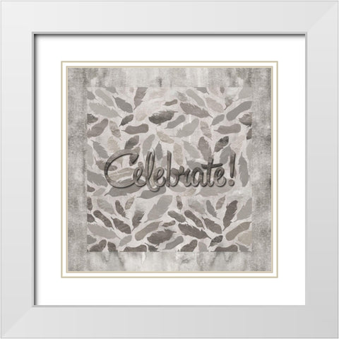 Gray Feathers Celebrate White Modern Wood Framed Art Print with Double Matting by Lavoie, Tina