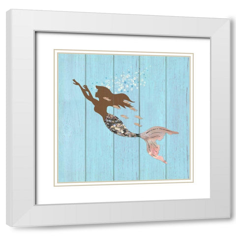 Swimming With The Fishes I White Modern Wood Framed Art Print with Double Matting by Lavoie, Tina