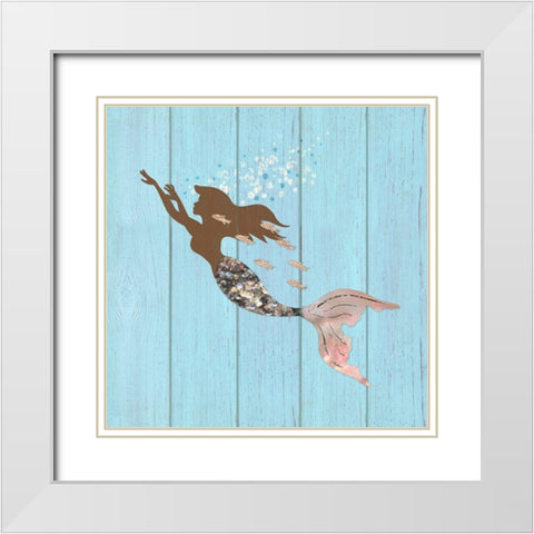 Swimming With The Fishes I White Modern Wood Framed Art Print with Double Matting by Lavoie, Tina