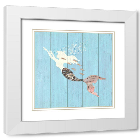 Swimming With The Fishes II White Modern Wood Framed Art Print with Double Matting by Lavoie, Tina