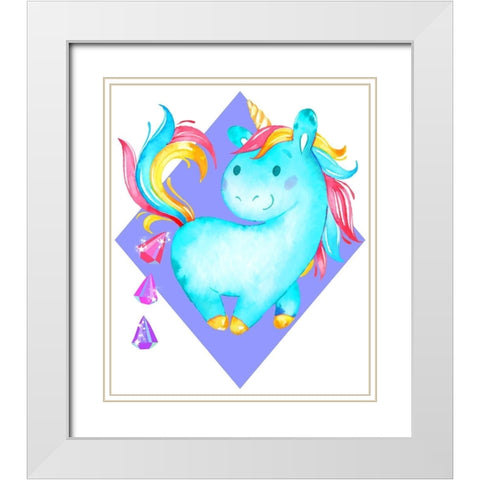 Unicorns Poop Crystals II White Modern Wood Framed Art Print with Double Matting by Lavoie, Tina