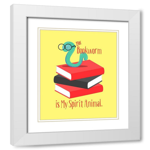 The Bookworm is My Spirit Animal III White Modern Wood Framed Art Print with Double Matting by Lavoie, Tina