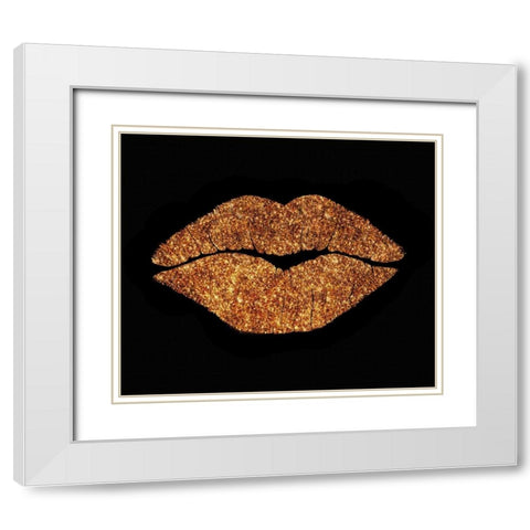 Copper Glitter Kiss White Modern Wood Framed Art Print with Double Matting by Lavoie, Tina