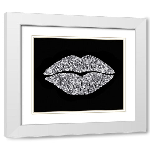Silver Glitter Kiss White Modern Wood Framed Art Print with Double Matting by Lavoie, Tina