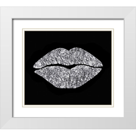 Silver Glitter Kiss White Modern Wood Framed Art Print with Double Matting by Lavoie, Tina