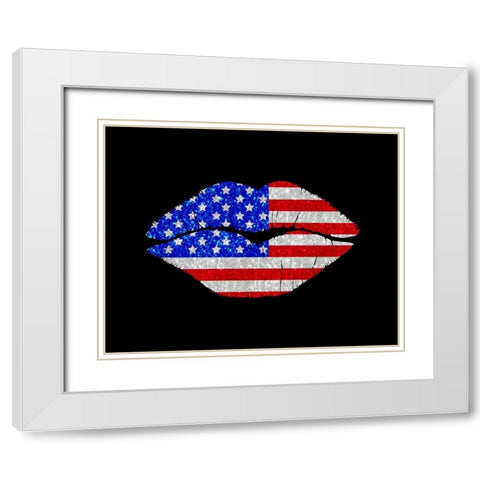 Patriotic Lips II White Modern Wood Framed Art Print with Double Matting by Lavoie, Tina