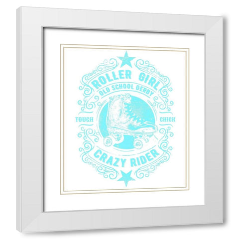 Roller Girl Aqua Tee White Modern Wood Framed Art Print with Double Matting by Lavoie, Tina