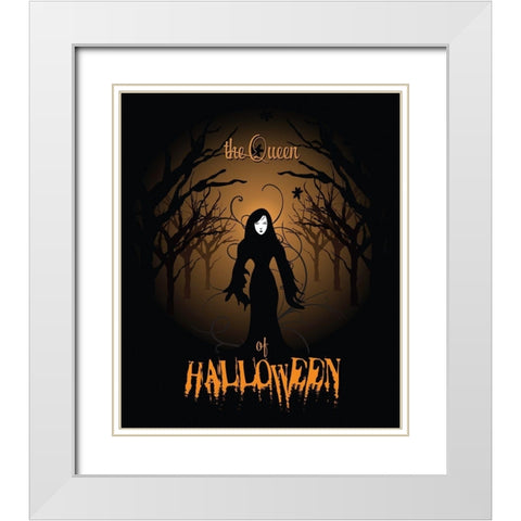 Queen Of Halloween White Modern Wood Framed Art Print with Double Matting by Lavoie, Tina