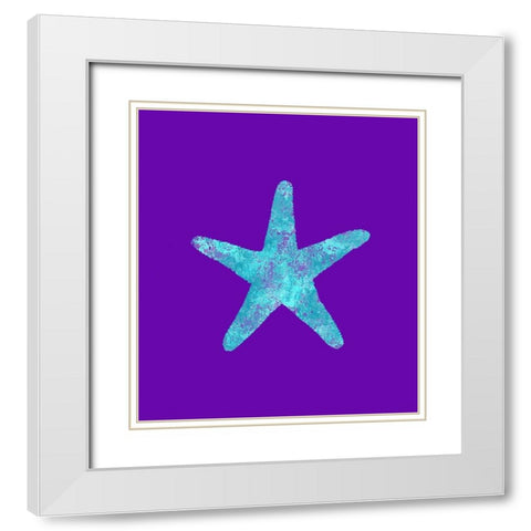 Sponge Sea Star Aqua White Modern Wood Framed Art Print with Double Matting by Lavoie, Tina