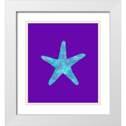 Sponge Sea Star Aqua White Modern Wood Framed Art Print with Double Matting by Lavoie, Tina