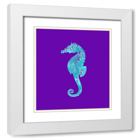 Sponge Seahorse Aqua White Modern Wood Framed Art Print with Double Matting by Lavoie, Tina