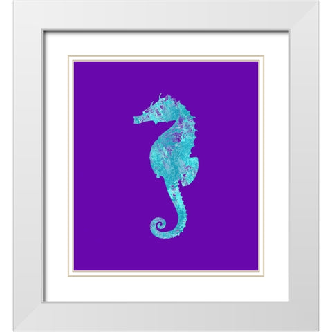 Sponge Seahorse Aqua White Modern Wood Framed Art Print with Double Matting by Lavoie, Tina