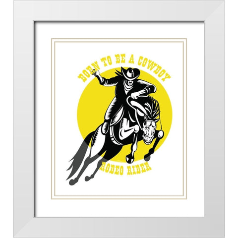 Born to Be a Cowboy Rodeo Rider 2 White Modern Wood Framed Art Print with Double Matting by Lavoie, Tina