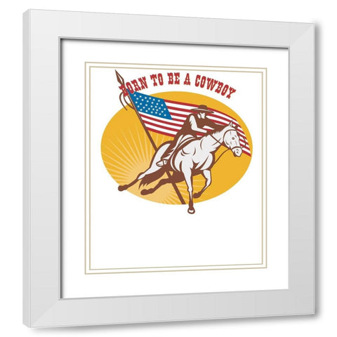 Born To Be A Cowboy Rodeo White Modern Wood Framed Art Print with Double Matting by Lavoie, Tina