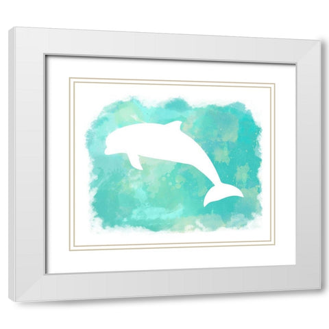 Heart of the Sea Dolphin White Modern Wood Framed Art Print with Double Matting by Lavoie, Tina