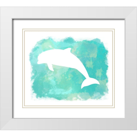 Heart of the Sea Dolphin White Modern Wood Framed Art Print with Double Matting by Lavoie, Tina