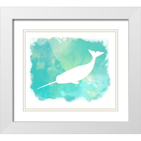 Heart of the Sea Narwhal White Modern Wood Framed Art Print with Double Matting by Lavoie, Tina