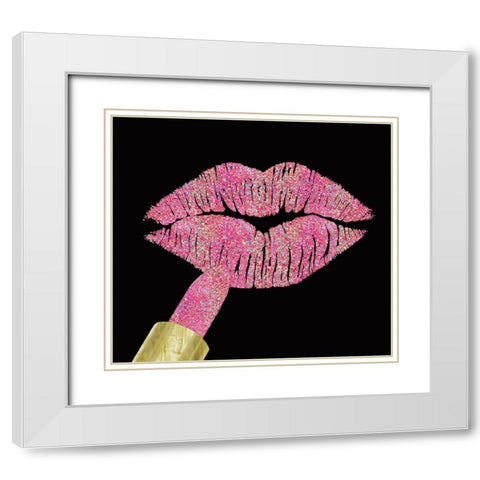 Iridescent Glitter Kiss Pink White Modern Wood Framed Art Print with Double Matting by Lavoie, Tina