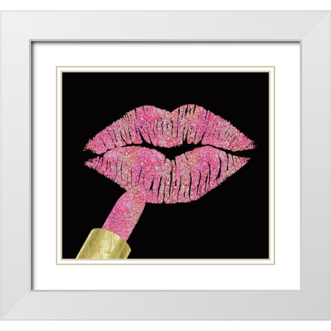 Iridescent Glitter Kiss Pink White Modern Wood Framed Art Print with Double Matting by Lavoie, Tina