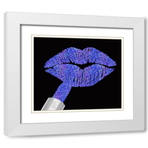 Iridescent Glitter Lips Purple White Modern Wood Framed Art Print with Double Matting by Lavoie, Tina
