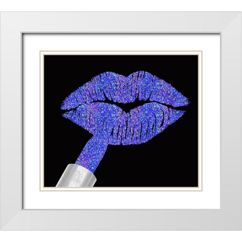 Iridescent Glitter Lips Purple White Modern Wood Framed Art Print with Double Matting by Lavoie, Tina