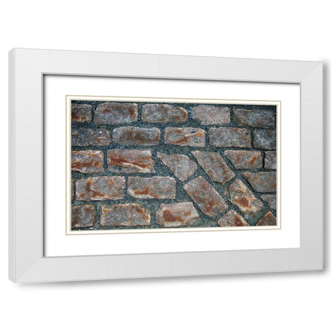 Old Montreal Cobblestones 01 White Modern Wood Framed Art Print with Double Matting by Lavoie, Tina