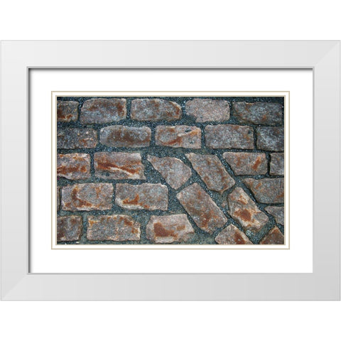 Old Montreal Cobblestones 01 White Modern Wood Framed Art Print with Double Matting by Lavoie, Tina