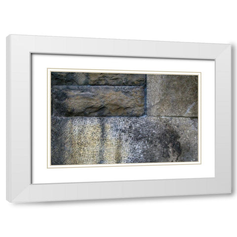 Old Montreal Stone Wall 01 White Modern Wood Framed Art Print with Double Matting by Lavoie, Tina